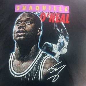 Shaquille ONeal GOAT Crew Black Graphic T Shirt Double Sided NBA Legend 2X Large